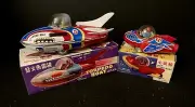 Vintage “Torpedo Boat" Tin Spaceship and Tin “Flying Boat”Both With Box. NIB