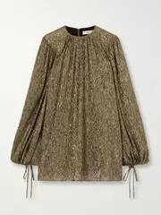 [Chloé] Chloé - Metallic Silk-blend Mini Dress - Gold - FR 42 FR 42 Gold