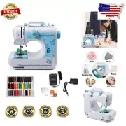 Lightweight Mini Sewing Machine for Beginners – 12 Stitch Patterns in Light Blue