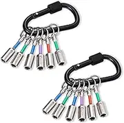 12PCS Bit Holders, 1/4” Hex Shank Drill Bit Holder Key Chain, Quick Release Bit Holder for Impact Driver, Electrician Tools