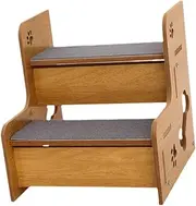 Leefasy Wooden Pet Stairs Portable with Carpet for Old Cats Sturdy Dog Ramps Wooden Step Stool for Sofa Window Bed Couches