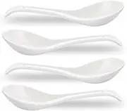 CHILDIKE Porcelain Soup Spoons Set of 4, Ceramic Chinese 6.6 Inch, Asian, Japanese Ramen Spoons, White