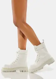 [Koi Footwear] White Gimli Combat Boots