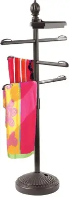 O2COOL Bronze Finish Pool & Spa Valet, Adjustable Pool & Patio Towel Rack Stand