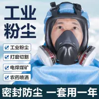 在飛比找樂天市場購物網優惠-防塵面罩全臉防護口罩工業級防毒噴漆頭罩油漆工全面罩開槽頭盔