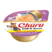 Inaba Cat Churu Pop'N Serve Treat or Meal Topper Tuna & Bonito Flakes 8 x 35g Cups