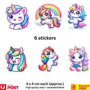 Vinyl sticker decal colorful unicorn stickers 6 cute designs rainbow kids room