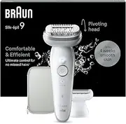 Braun Silk-épil 9 Epilator for Easy Hair Removal, Silky Smooth Skin, 9-041, White/Silver