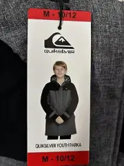 Quicksilver Boys Zip Up Parka Gray/Black Size 10/12 New With Tags