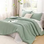 Litanika California King Comforter Set Sage Green - 3 Pieces Cal King Lightweight Soft Solid Bed Comforter, Oversized Fluffy Quilt Blanket Bedding Set (104x96In, 2 Pillowcases)