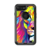 Skin Decal for Otterbox Defender iPhone 7 PLUS Case / Colorful Lion Abstract Pa
