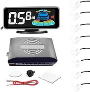 Weytoll Car Parking Sensor Rear Reversing Radars System with 8 Parking Sensors Distance Detection LCD Distance Display Sound Warning Buzzer White