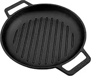 Victoria Cast Iron Round Grill Pan with Double Loop Handles, Made in Colombia, 10 Inches