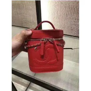 Chanel vintage coco vanity case handbag 香奈兒 黑色 紅色化妝包