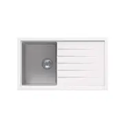 CARYSIL Vivaldi D100 Granite Kitchen Sink - 860 x 500mm Single Bowl with Drainer - Snova White - Top/Under Mount