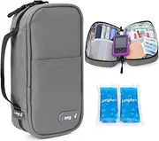 YOUSHARES Insulin Cooler Travel Case - Travel Medicine Cooler Bag for Insulin Pens and Diabetes Supplies Travel, Insulin Pen Case with 2 TSA Approved Gel Ice Pack (Grey)