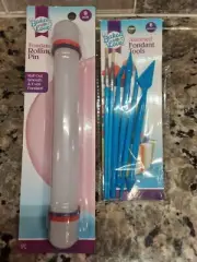 New Baked With Love 2 Piece Fondant Rolling Pin & Fondant Tools