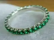 1.50Ct Round Cut Simulated Emerald Women' Eternity Ring 14K White Gold Plated