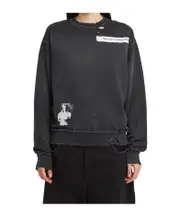Ann Demeulemeester Distressed Crewneck Sweatshirt S,XS,M FADED BLACK