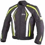GMS Pace Motorcycle Textile Jacket, black-white-yellow, Size 2XL for Men Black White Yellow