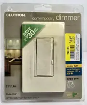 Lutron Diva Dimmer Switch Light Almond DVW-600PH-LA Slide Paddle Dimmer Switch