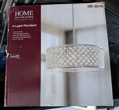 3 Light Chrome Convertible Semi Flushmount / Light Fixture Pendant Frosted Shade