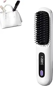 Numoya Go Brush Pro, Portable Straightener Brush, Hot Comb Cordless Straightener, Rechargeable Mini Hair Straightener Brush Fast Heating for Women Straightener White