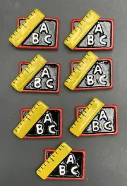 6 pcs ABC Ruler Blackboard Back to School Flatback Resin Embellishments 15mm