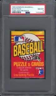 (POP 1) 1985 Donruss Baseball Wax Pack PSA 8 w Tony Gwynn on Back