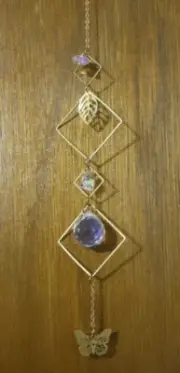 Suncatcher Crystal Ball Light Prism Butterfly Squares Gold Star Leaf 17 1/2"