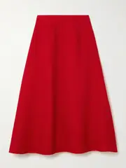 [Emilia Wickstead] Emilia Wickstead - Hertha Pleated Cloqué Midi Skirt - Red - UK 16 UK 16 Red