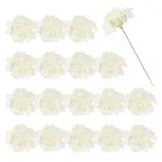 30Pcs Hydrangea Artificial Flowers, Fake Hydrangea Flowers with Stems, Cream