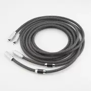 Pair OCC Copper Silver Plated RCA Cord Carbon Fiber Plug Audio Interconnect Wire