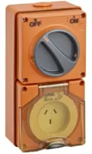 Clipsal 56-SERIES SURFACE SWITCHED SOCKET 250V 3-Pins Flat ORANGE- 10A Or 15A