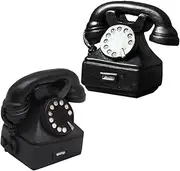 Retro Telephone Ornament 2pcs Resin Phone Model for Boys and Girls Office Home Decor Vintage Telephone Toy