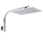 WELS Square 12" Rainfall Shower Head Set Wall Mounted Gooseneck Shower Arm