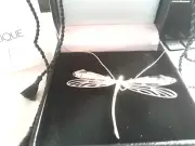 LALIQUE PENDANT DRAGONFLY CLEAR CRYSTAL WINGS SILVER CHAIN & SILK CORD