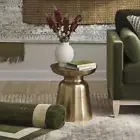 New Round Gold Metal Accent Table 16.5"x17.75" Modern Side Table Home Decor
