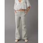 NWT American Eagle AE Snappy Stretch Green Low-Rise Baggy Flare Pant 8