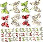 Butterfly Nail Gems 40pcs Nail Charms Set Metal Rhinestone for DIY Manicure