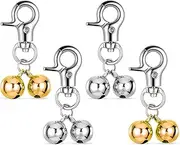 4Pcs Dog Bells for Collar Pet Bells Necklace for Dogs & Cat Collars with Bell Puppy Dog Collar Charms Dogs Training Bell Stainless Steel Pet Pendant Accessories with Snap Clips for Puppies, Kittens