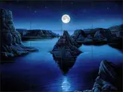 Ceramic Tile Mural Kitchen Backsplash Burmann Moon Landscape Fantasy Art KB010