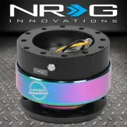 NRG THIN STEERING WHEEL 6-HOLE HUB GEN 2 QUICK RELEASE ADAPTOR NEO CHROME+BLACK