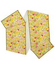 Tiramisu Spring Fling Block Print Cotton Table Runner