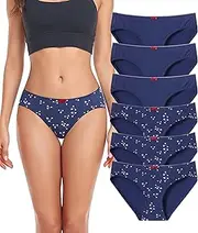 [COLORFULLEAF] Women's Cotton Briefs Hipster Underwear Women's Panties Plain and Print Colours S-3XL Pack of 6