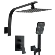 ACA WELS Square 8'' Ultrathin Stainless Steel Rainfall Shower Head 3-MODE Handheld Gooseneck Wall Arm Mixer Tap Diverter Black