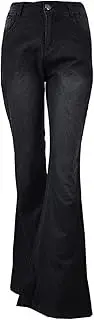 [Generic] Women Mid Waist Wide Leg Jeans Bootcut Slim Broad Leg Denim Pants Slim Fit Flare Jean Pants