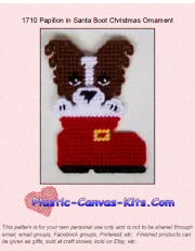 Papillon Santa Boot Christmas Ornament-Plastic Canvas Pattern or Kit