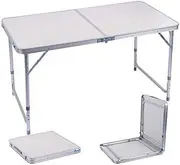 Folding Table Portable, Lightweight Aluminum Folding Table Height Adjustable for Camping, Garden Party, Caravan 120 x 60 x 70/62/55 cm, Folding Trestle Table