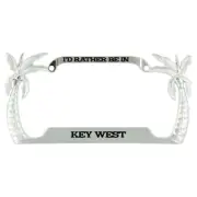 I'd Rather Be In Key West Beach Palm Tree Metal License Plate Frame Tag Holder